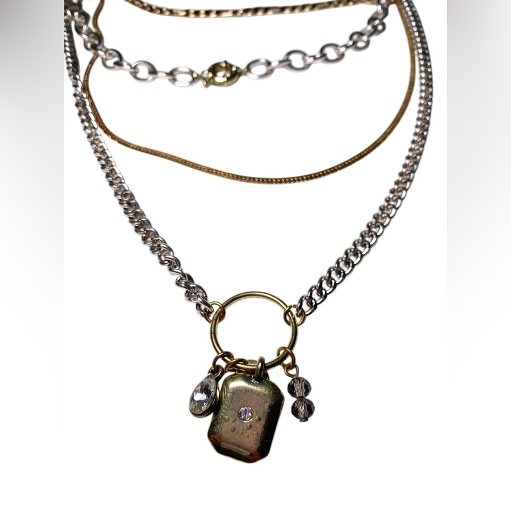 Plunder Layered Silver and Gold Chain Necklace - Picture 2 of 6